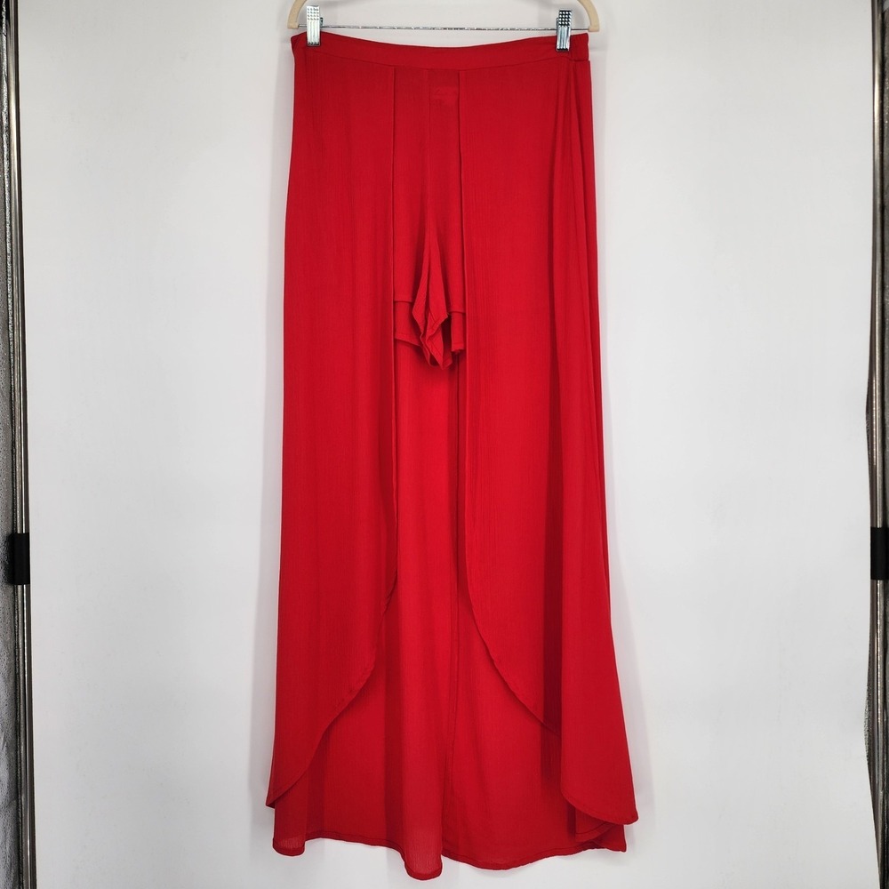 Womens 100% Rayon Wrapped Maxi Skort Large Summer Beachy Boho Resort Casual Chic